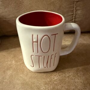 Rae Dunn by Magenta HOT STUFF Coffee Tea White w/ Red Interior EUC Rare